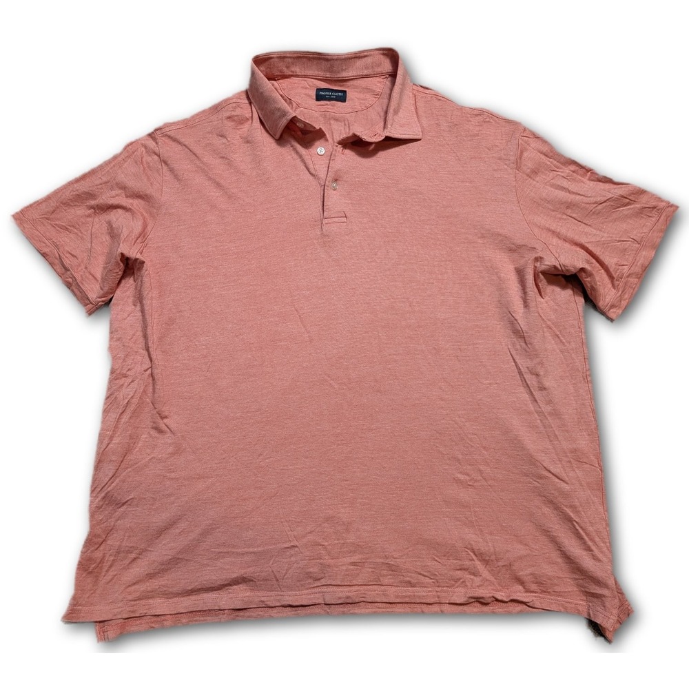 Proper Cloth Pinehurst Mens Polo Pink 2XL Slim Fit Breathable Stretch Heather